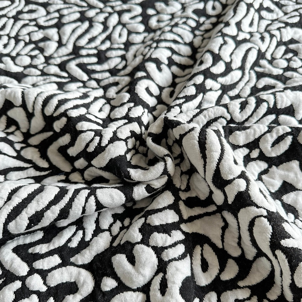 Vera Jacquard Knit Fabric in Black and Off White