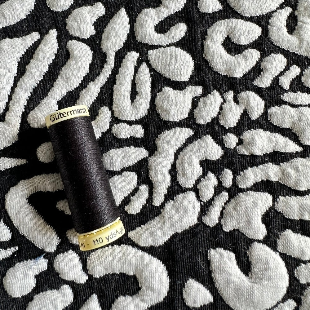 Vera Jacquard Knit Fabric in Black and Off White