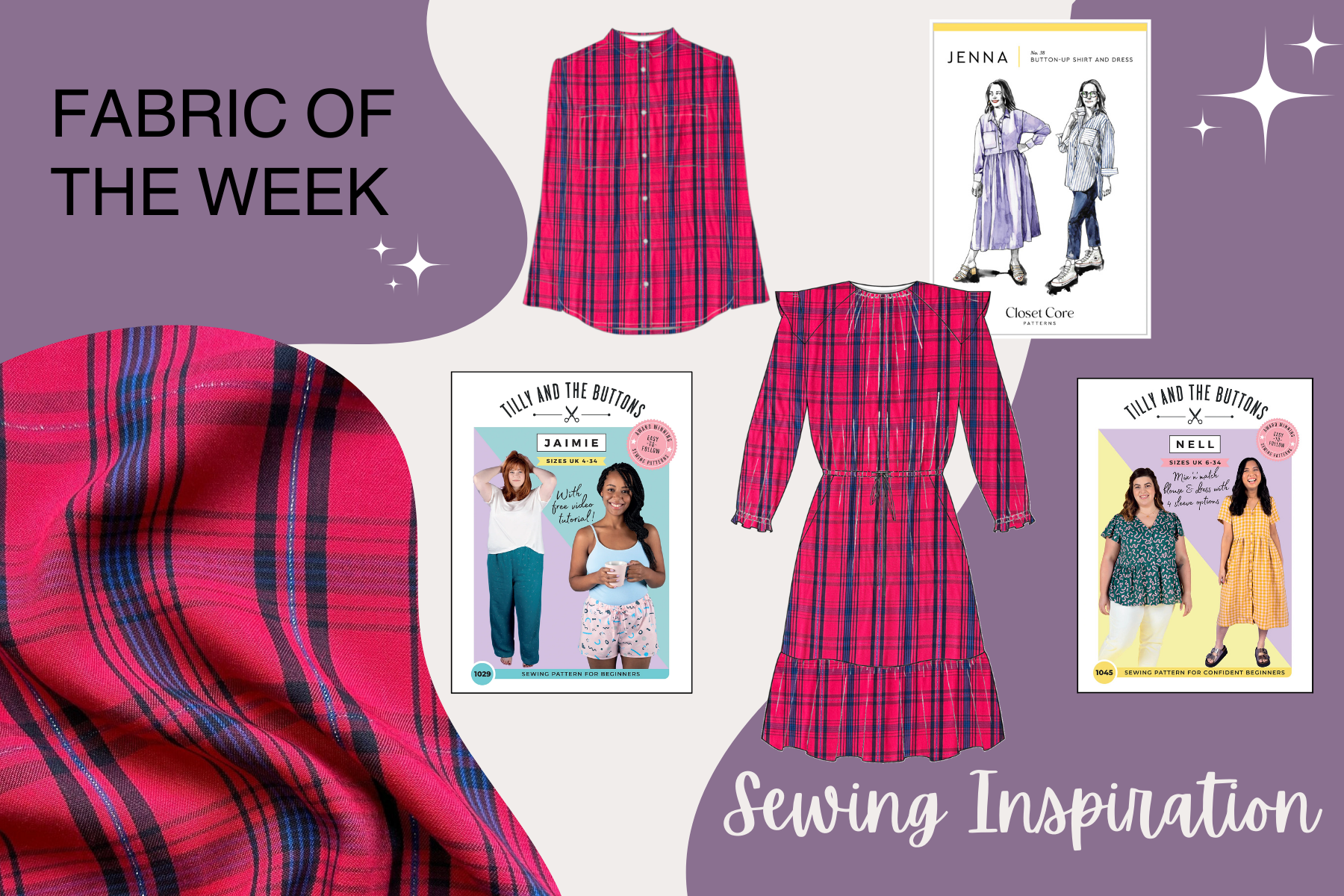 Simple Visco Pattern Fabric of the Week: Sewing Pattern Inspiration for Sparkly Check Visco ...