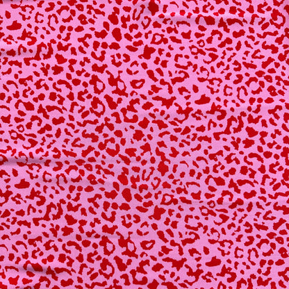 Leopard Crepe Fabric in Pink and Red -2.9m Piece