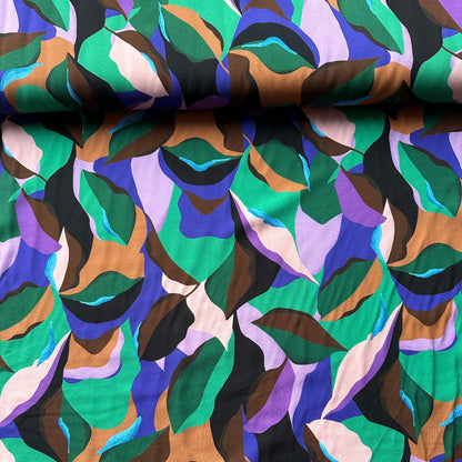 Leaves Viscose Twill Fabric