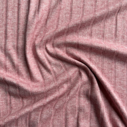 Viscose Blend Wide Rib Knit Fabric in Pink Melange