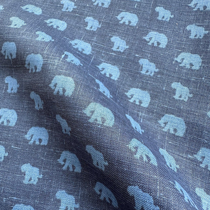 Wild Animal Linen Fabric in Blue (Ex Designer)