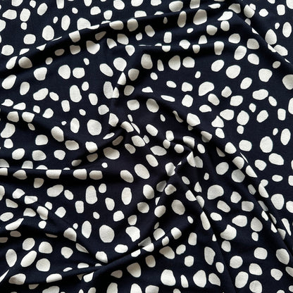 Navy with White Spots Viscose Jersey Fabric