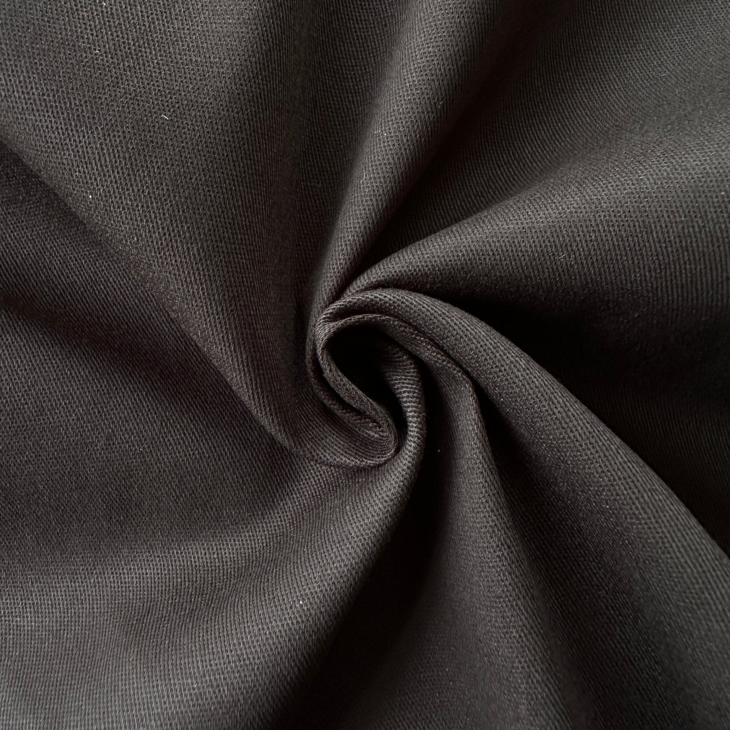 Stretch Cotton Twill Fabric in Black - 2.3m Piece