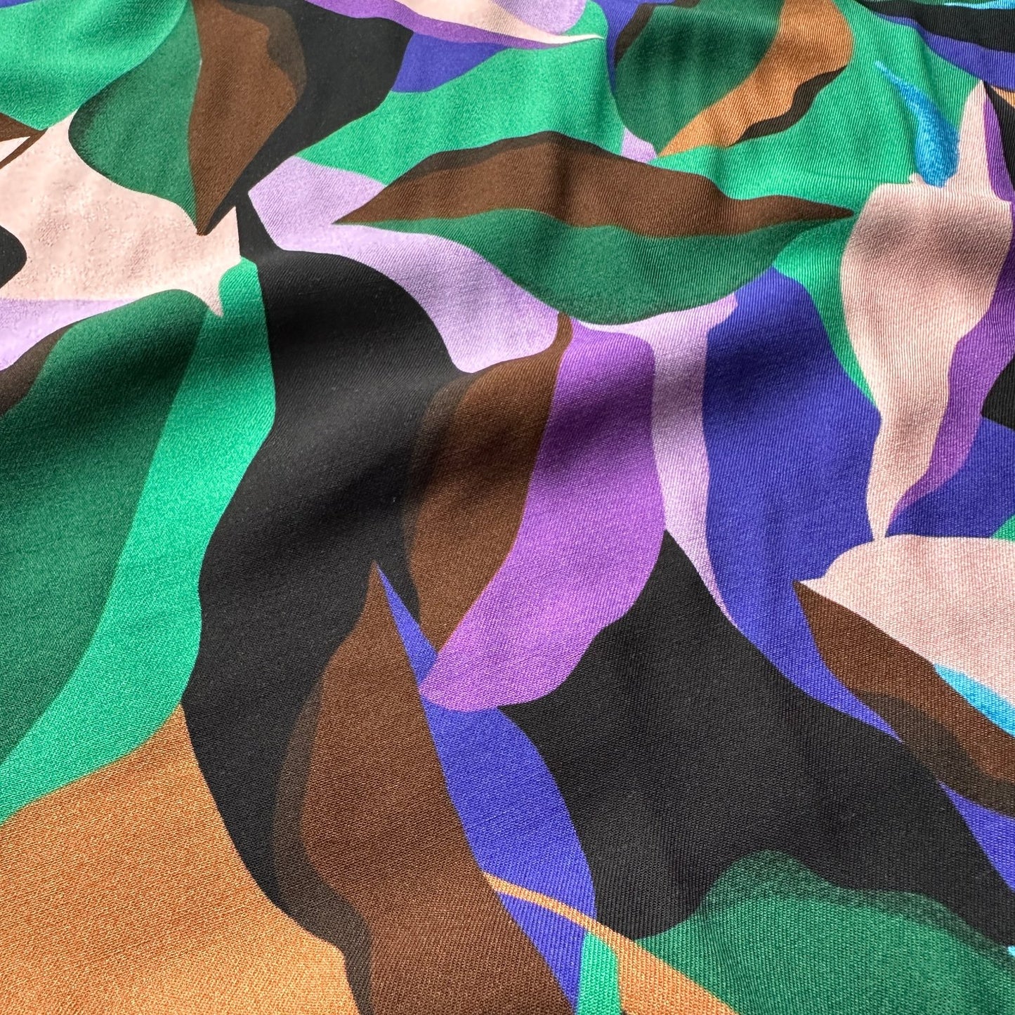 Leaves Viscose Twill Fabric