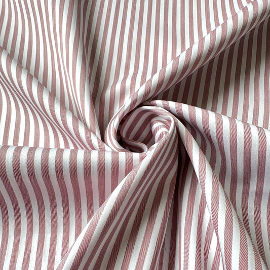 Rose and White Stripe Cotton Lyocell Fabric