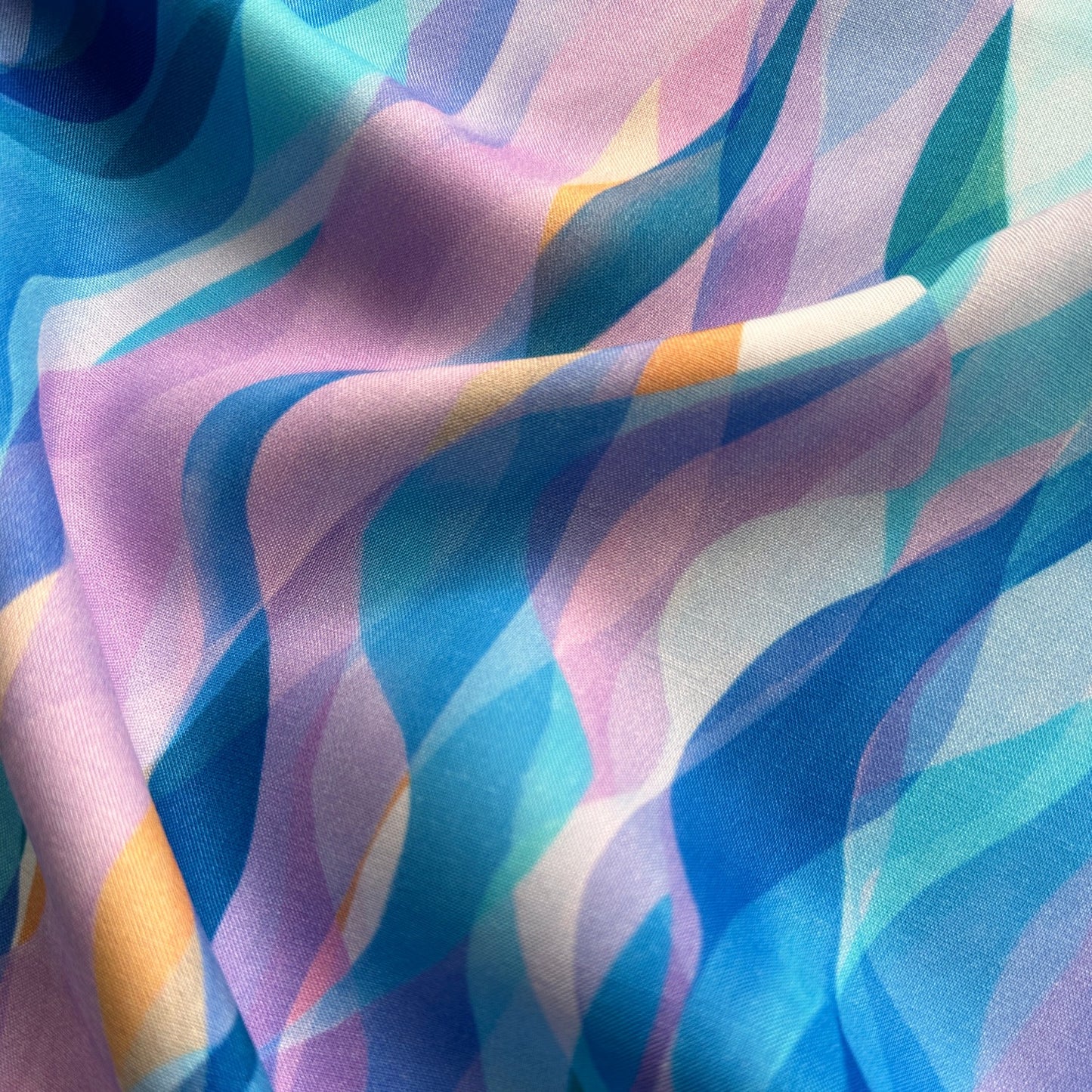 Chroma Blue Waves Rayon Fabric by Rachel Parker - Dashwood Studio