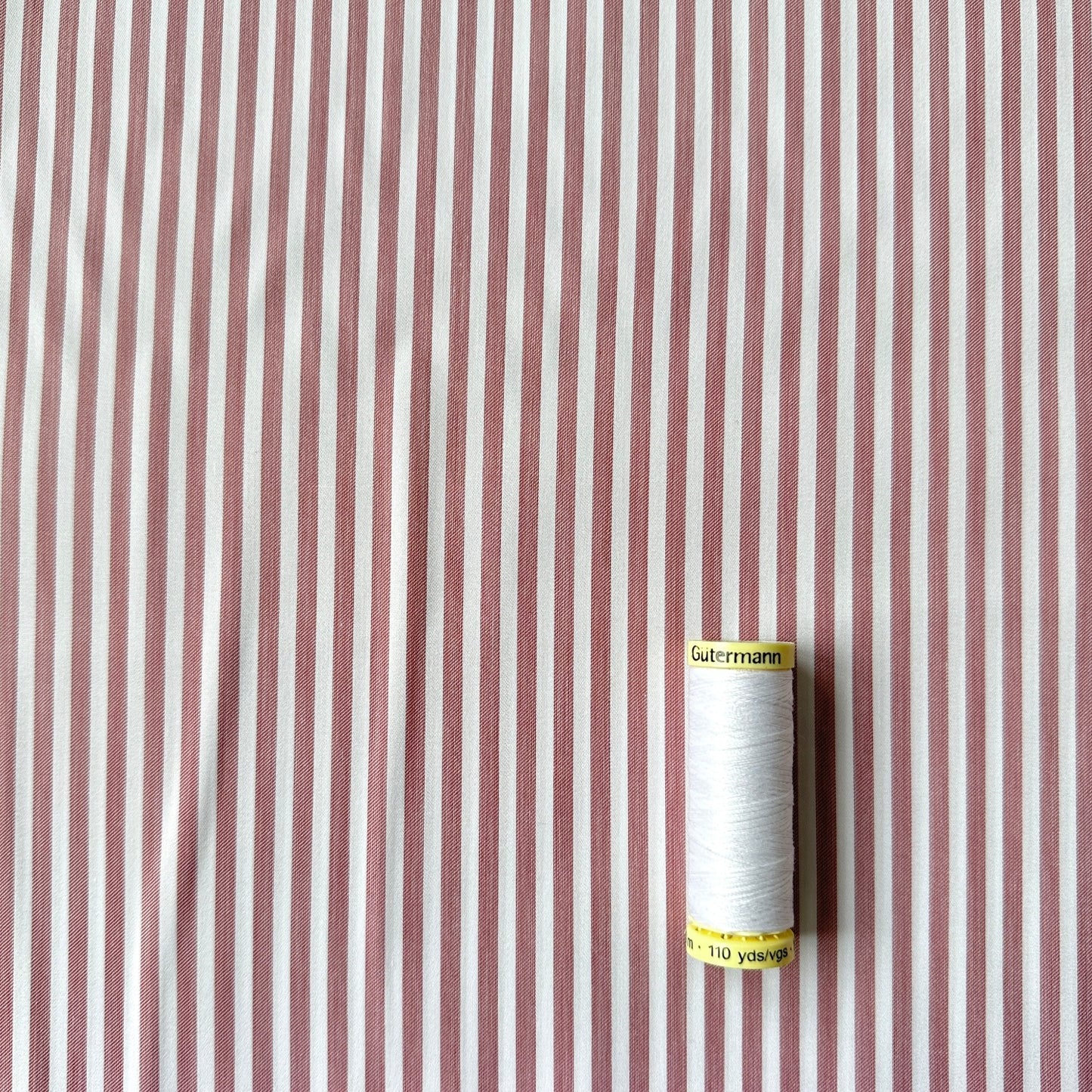 Rose and White Stripe Cotton Lyocell Fabric