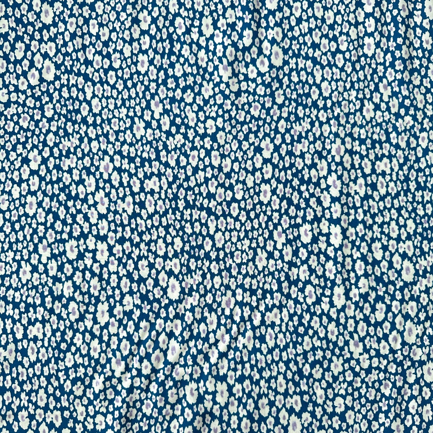 Abstract Floral Lyocell Fabric in Petrol Blue
