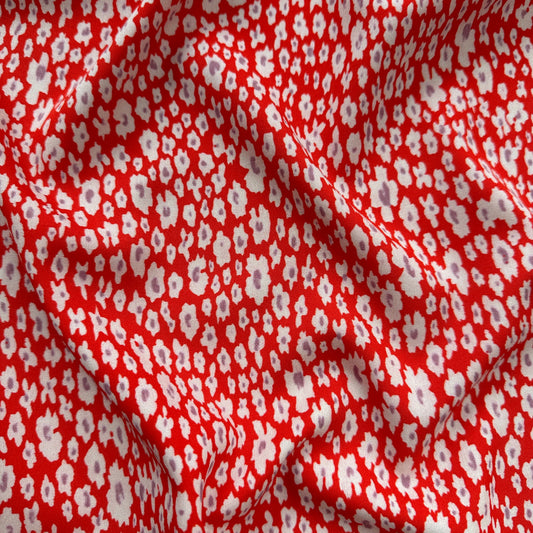 Abstract Floral Lyocell Fabric in Red