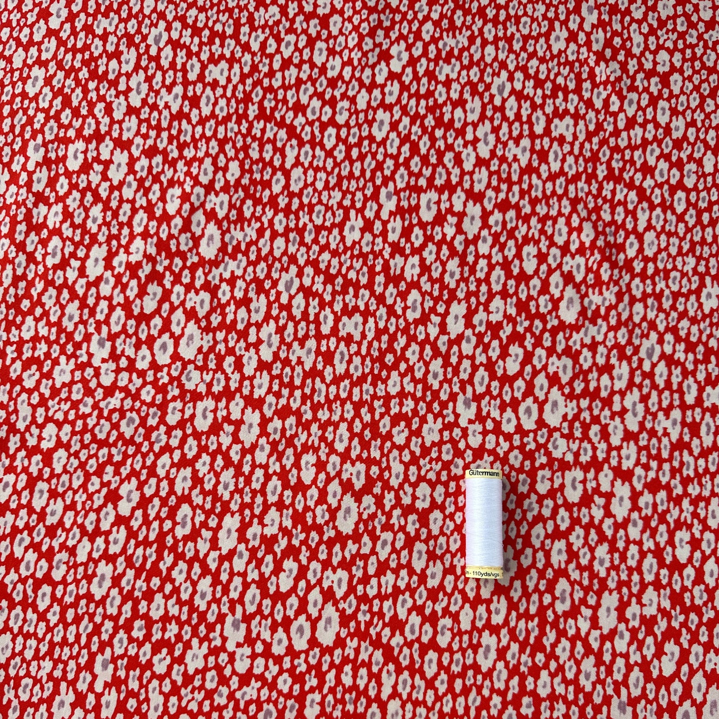 Abstract Floral Lyocell Fabric in Red