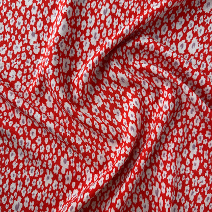 Abstract Floral Lyocell Fabric in Red