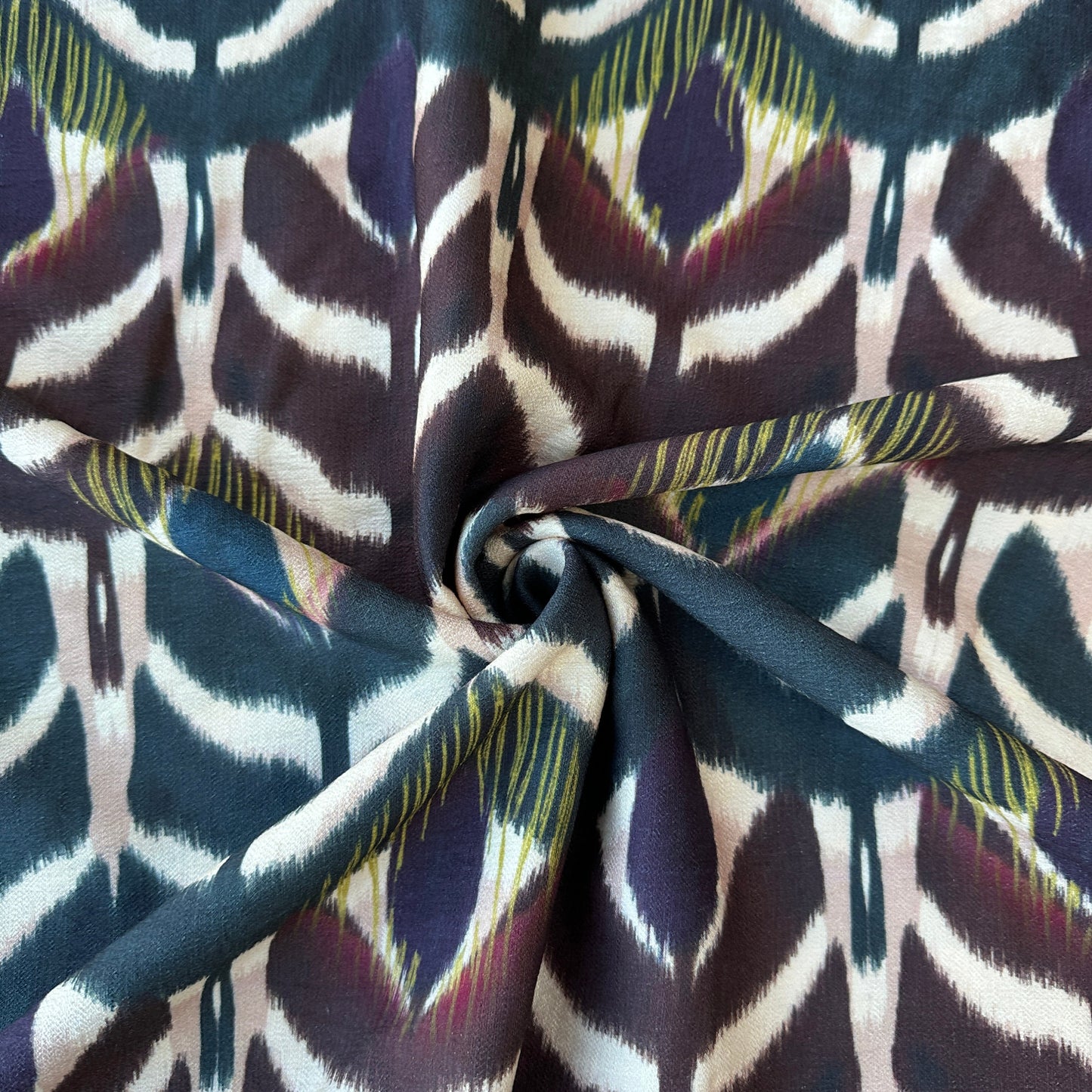 swirl of abstract floral viscose blend fabric