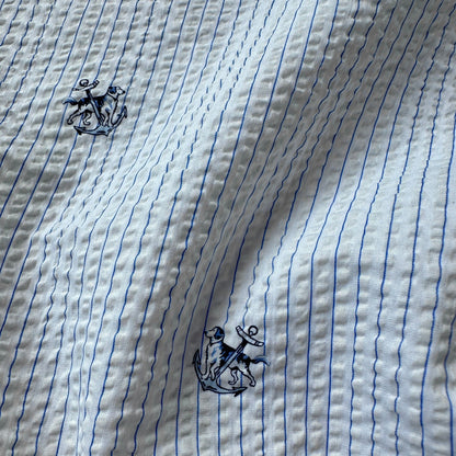 Anchor and Dog Cotton Seersucker Fabric (Ex Designer)