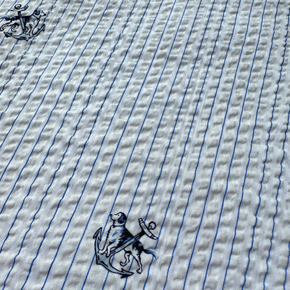 Anchor and Dog Cotton Seersucker Fabric (Ex Designer)