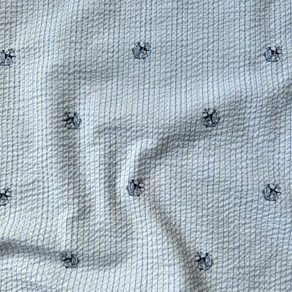 Anchor and Dog Cotton Seersucker Fabric (Ex Designer)