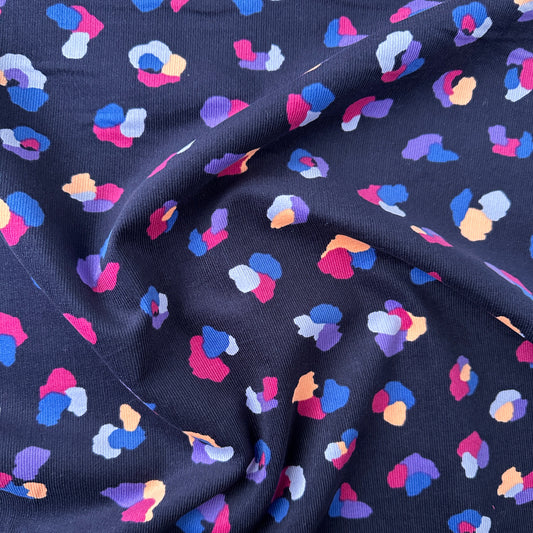 Animal Print Cotton Babycord Fabric in Navy