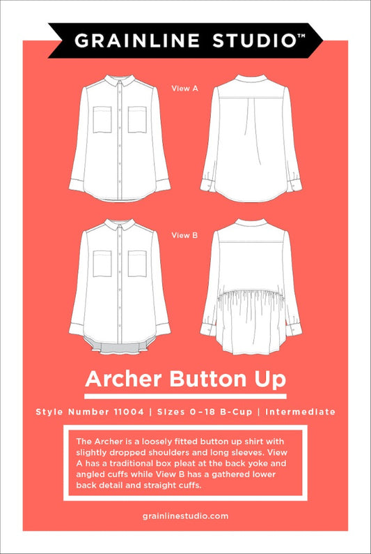 Archer Button Up Sewing Pattern (Size 0-18) - Grainline Studio