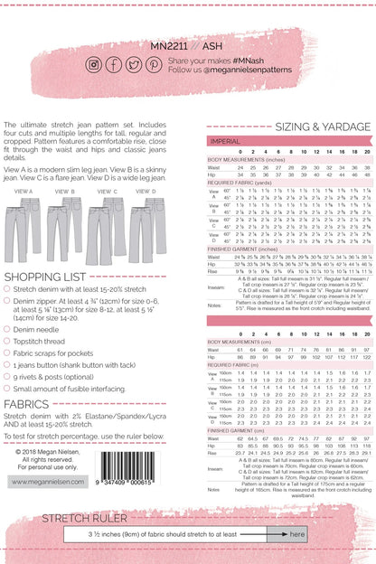 Ash Jeans Sewing Pattern - Megan Nielsen Patterns