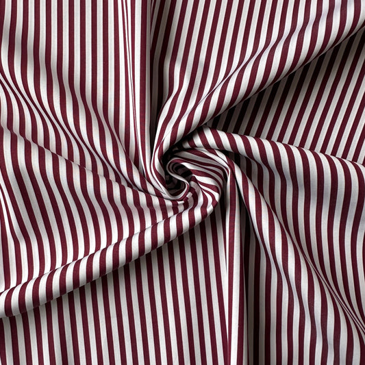 Wine and White Stripe Cotton Lyocell Fabric