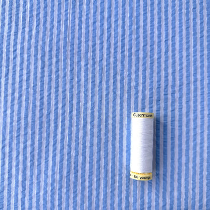Baby Blue and White Striped Cotton Seersucker Fabric