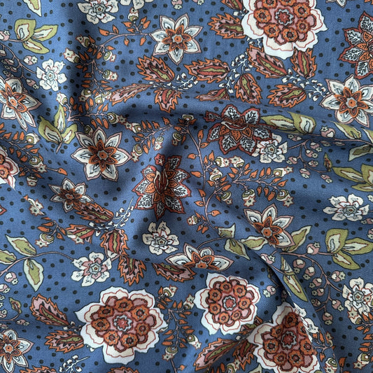 Bella Viscose Twill Fabric in Blue