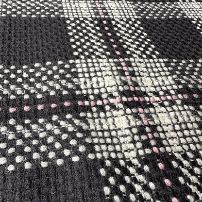 Black, White and Pink Check Wool Blend Fabric