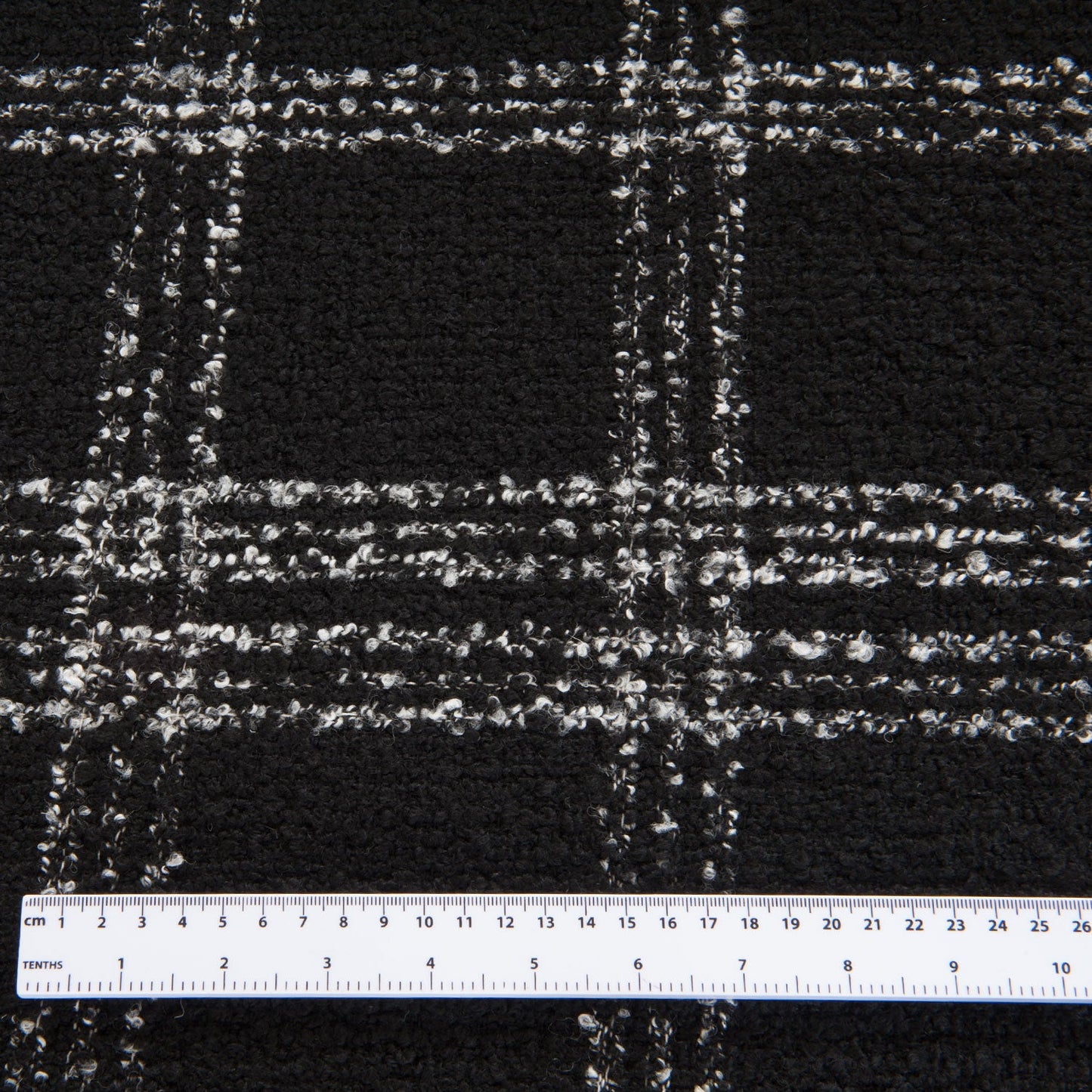 Black and White Check Wool Blend Boucle - 1.8m Piece