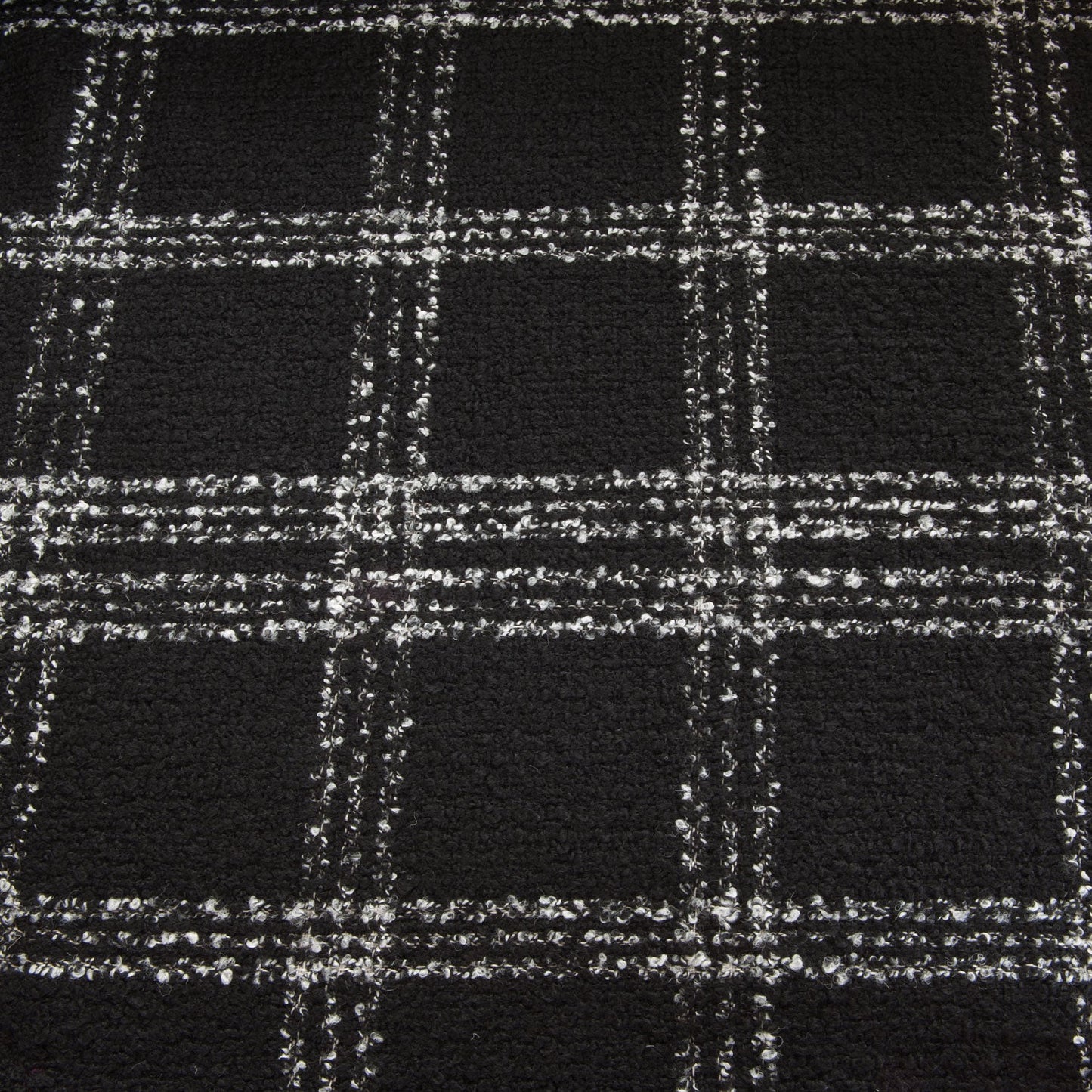 Black and White Check Wool Blend Boucle - 1.8m Piece