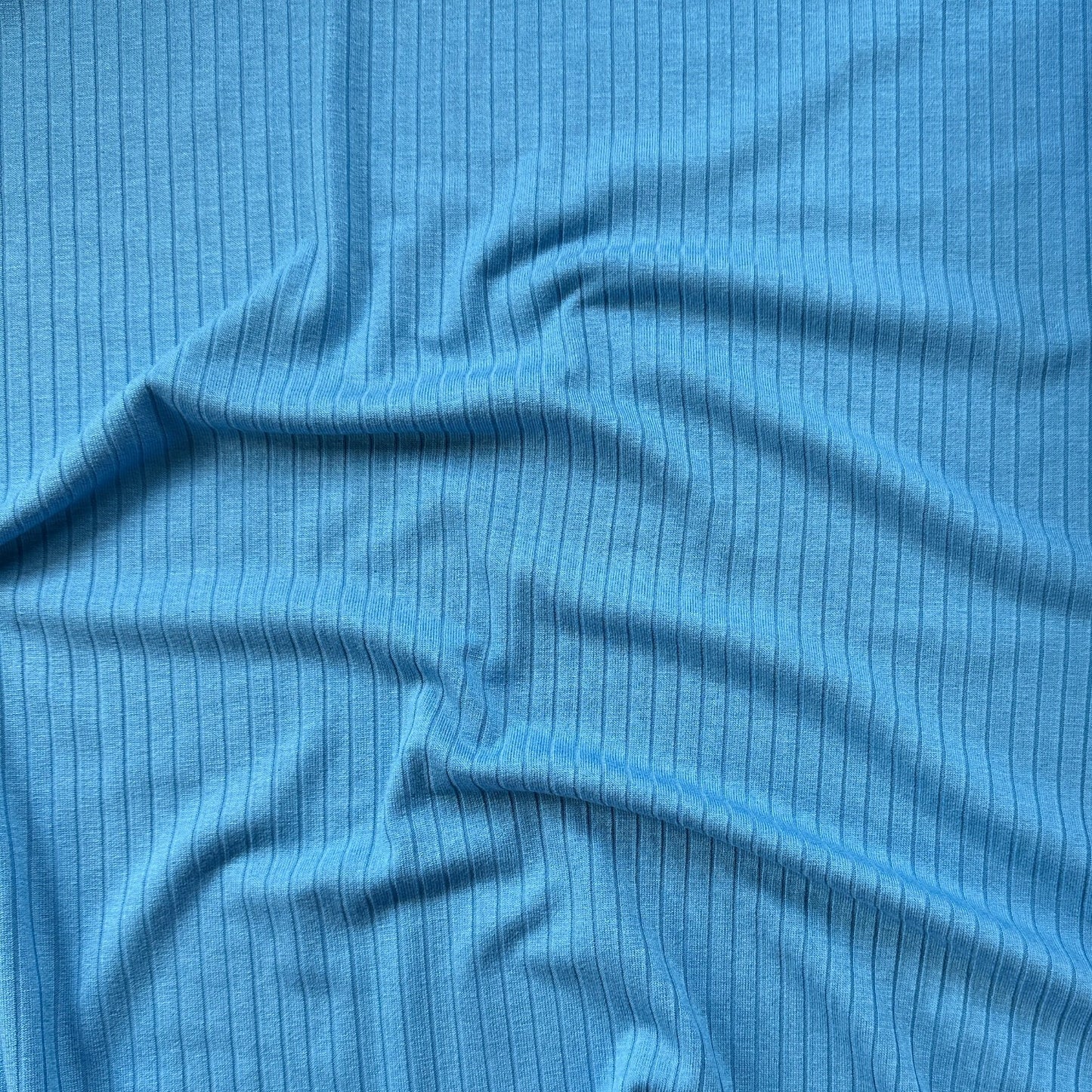 Blue Rib Knit Viscose Jersey Fabric