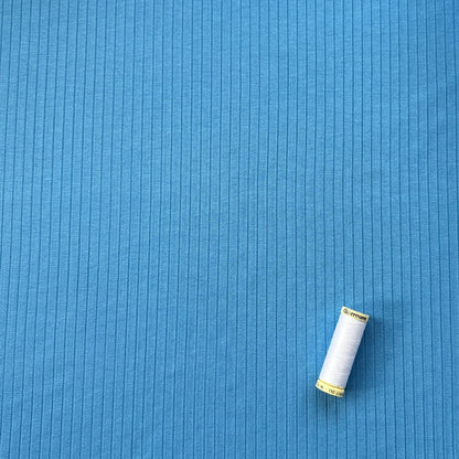 Blue Rib Knit Viscose Jersey Fabric