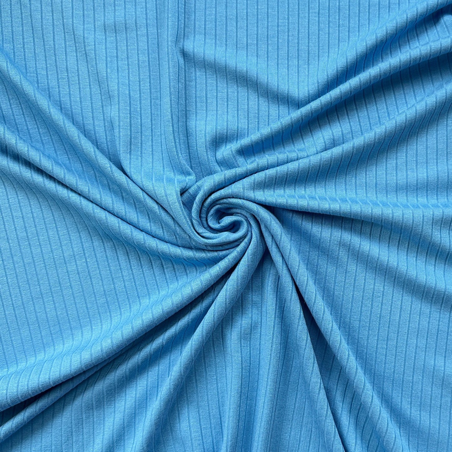 Blue Rib Knit Viscose Jersey Fabric