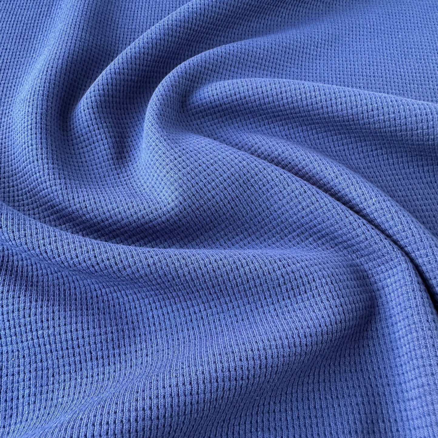 Blue Waffle Knit Cotton Fabric