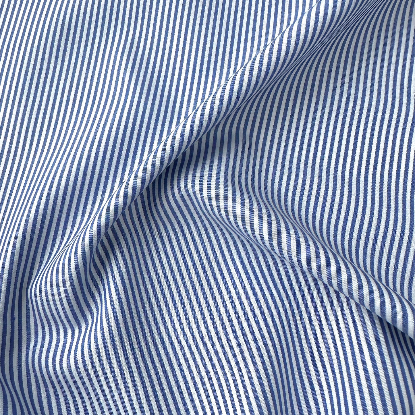 Blue and White Striped Cotton Fabric (Ex Designer)