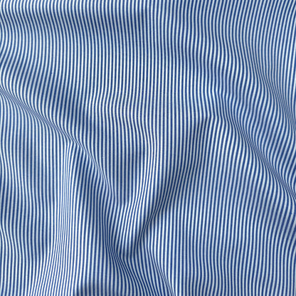 Blue and White Striped Cotton Fabric (Ex Designer)