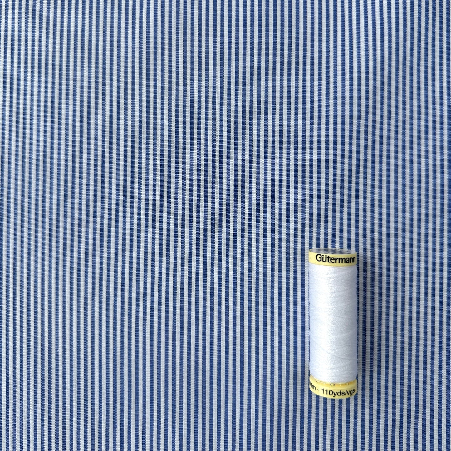 Blue and White Striped Cotton Fabric (Ex Designer)