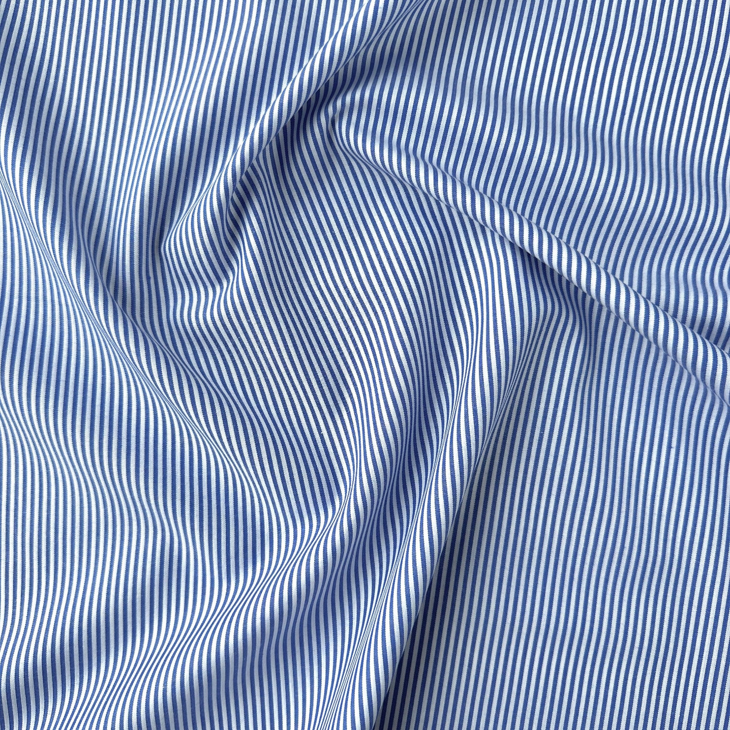 Blue and White Striped Cotton Fabric (Ex Designer)