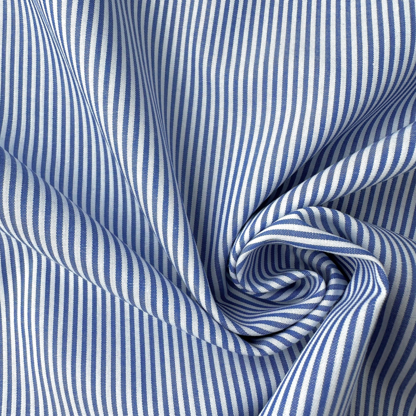 Blue and White Striped Cotton Fabric (Ex Designer)