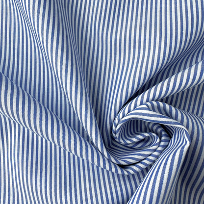 Blue and White Striped Cotton Fabric (Ex Designer)