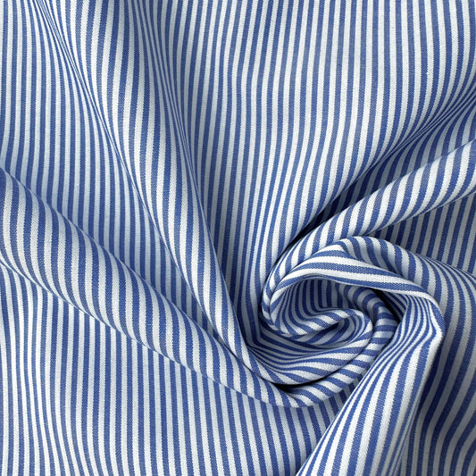 Blue and White Striped Cotton Fabric (Ex Designer)