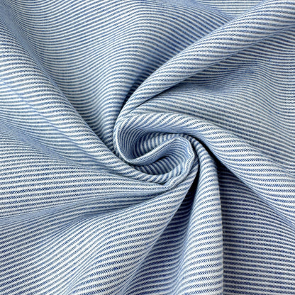 Blue and White Textured Stripe Cotton Fabric