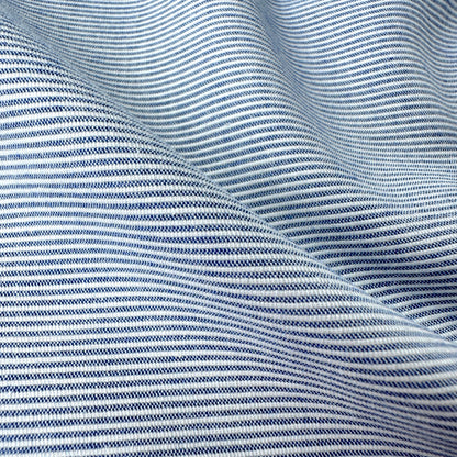 Blue and White Textured Stripe Cotton Fabric