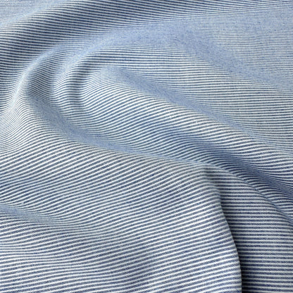 Blue and White Textured Stripe Cotton Fabric