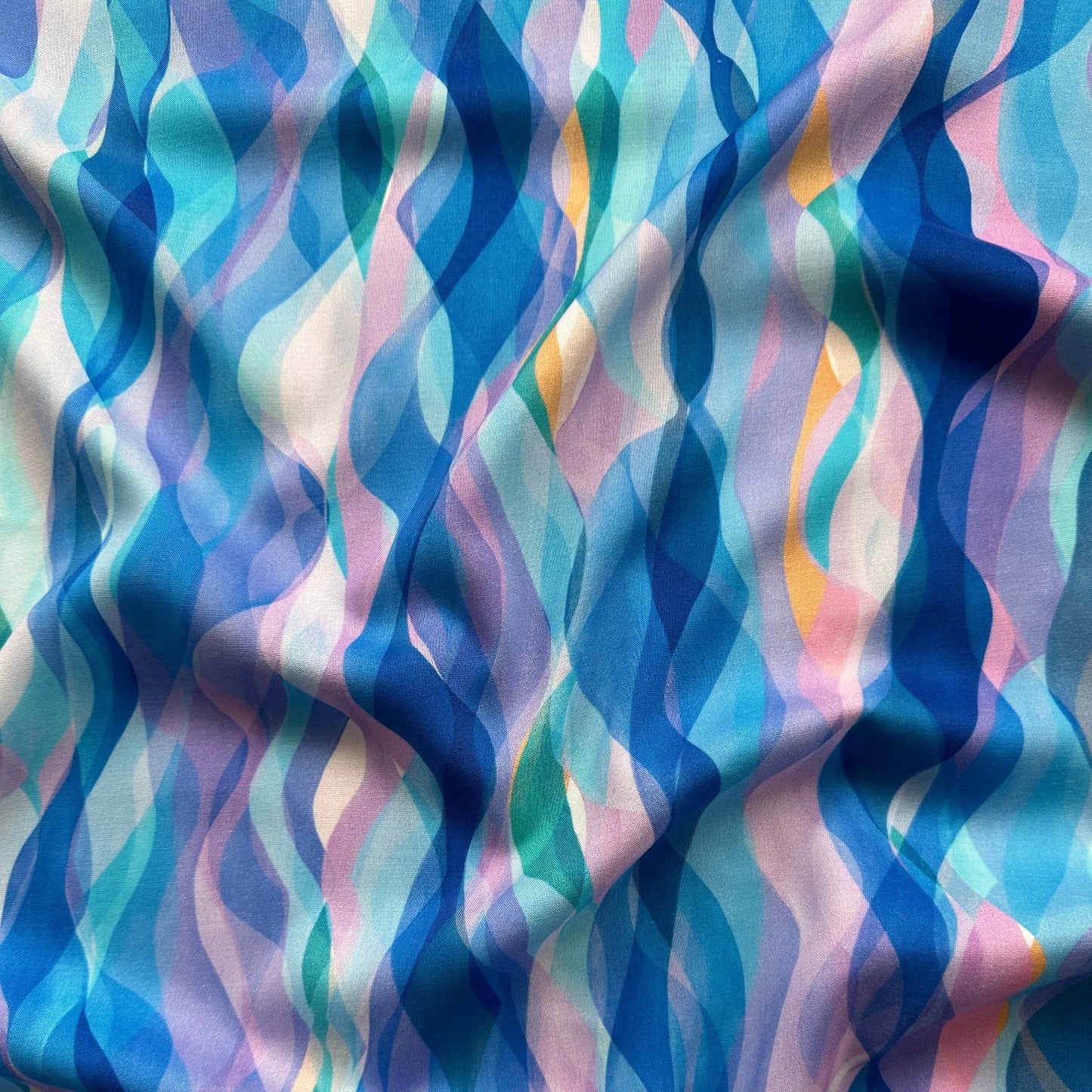 Chroma Blue Waves Rayon Fabric by Rachel Parker - Dashwood Studio