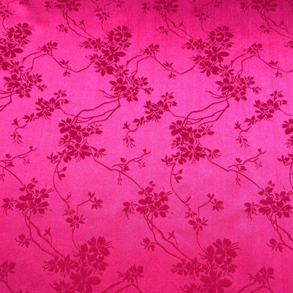 Catrin Floral Jacquard Satin / Lining Fabric in Cerise