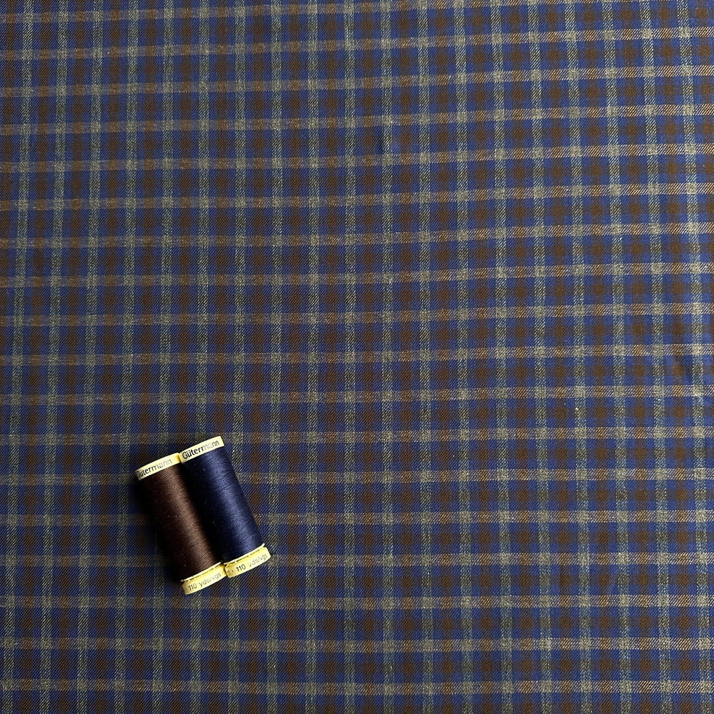 Check Cotton Fabric in Navy