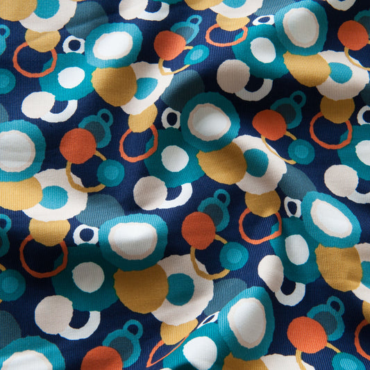 Circles Needlecord Fabric in Teal - Dashwood Studio / Sholto Drumlanrig - 2.15m Piece