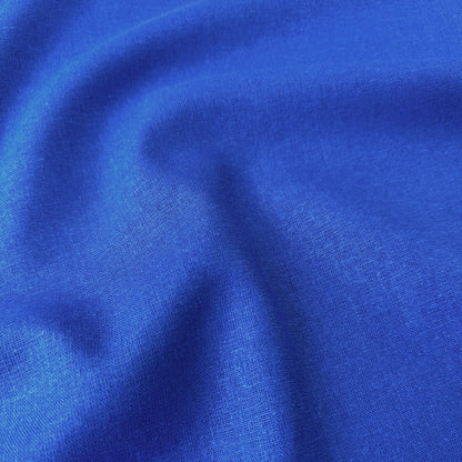 Close-up of blue viscose linen dressmaking fabric