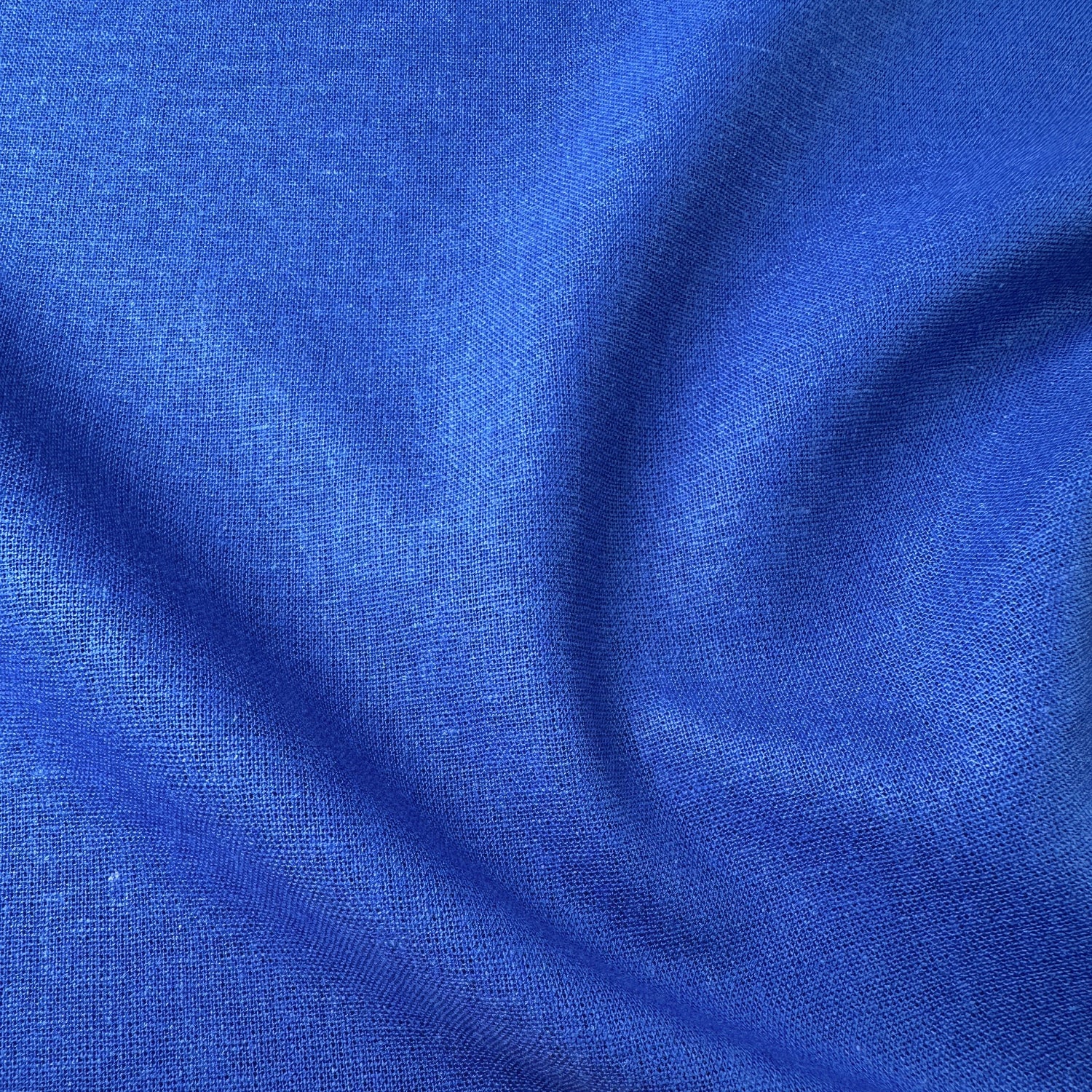 Close-up of Cobalt Blue Viscose Linen Fabric